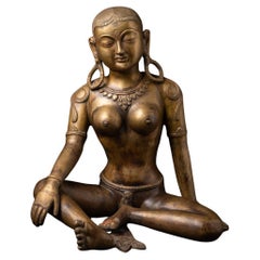 Statue Parvati népalaise en bronze ancien du Népal