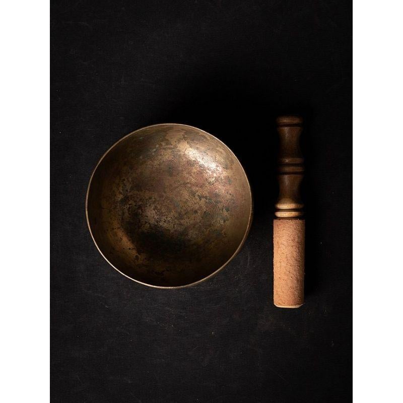 Old Bronze Nepali Singing Bowl from Nepal For Sale 7