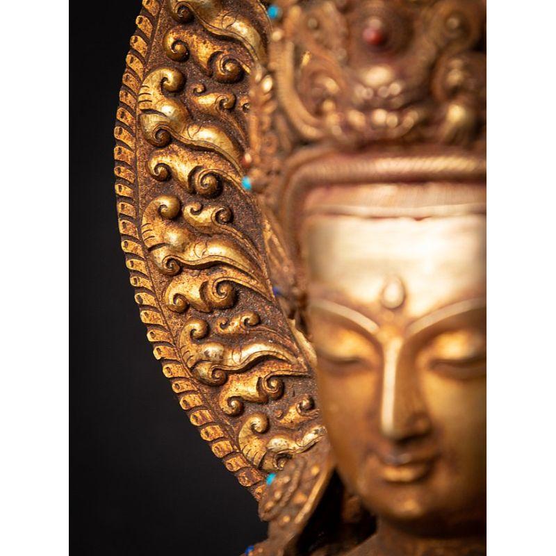 Old Bronze Nepali Vajrasattva Statue from Nepal For Sale 4