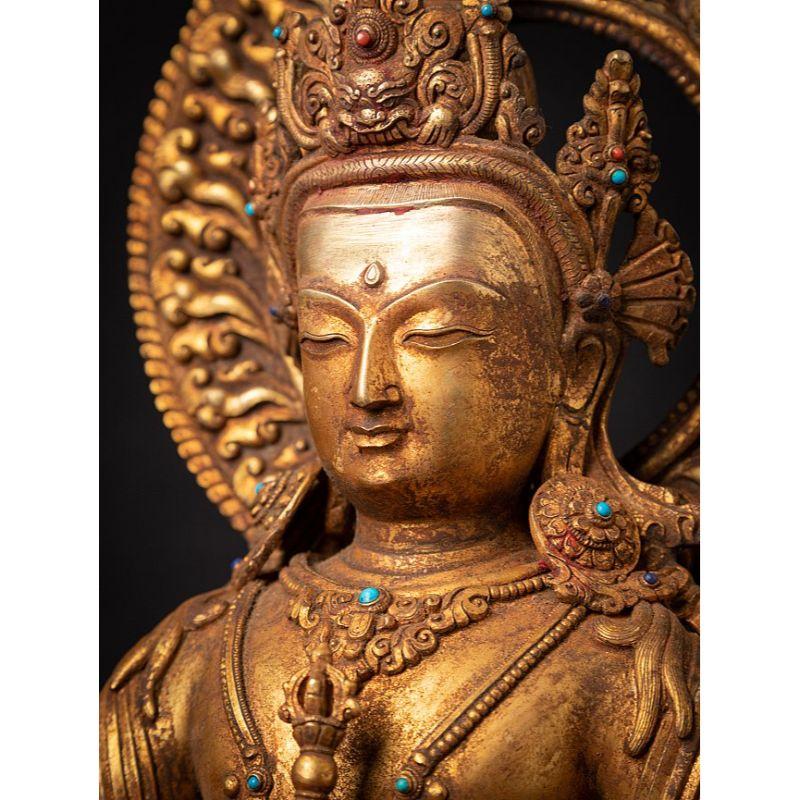 Old Bronze Nepali Vajrasattva Statue from Nepal For Sale 9