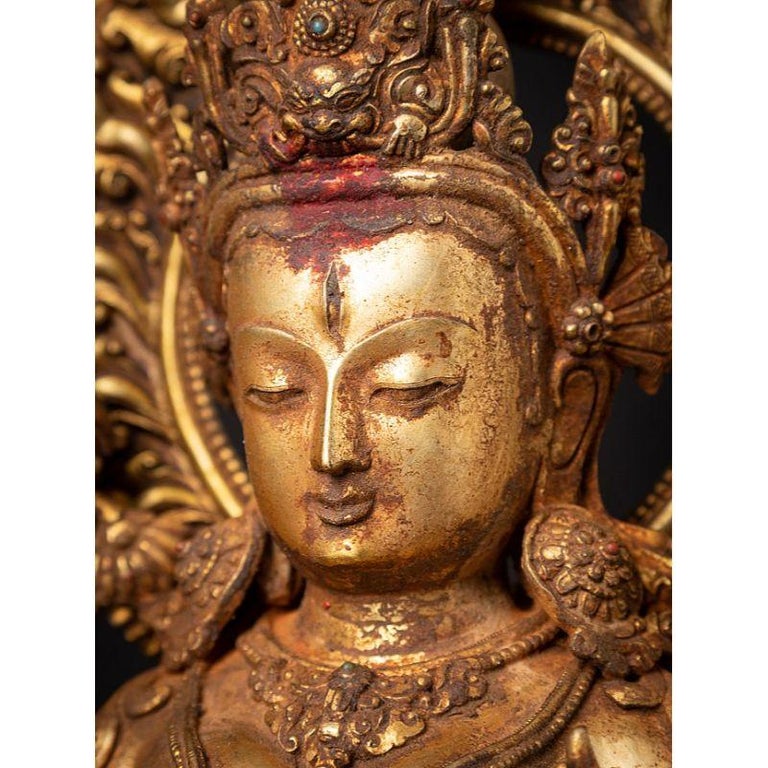 Old Bronze Nepali White Tara Statue from Nepal For Sale at 1stDibs