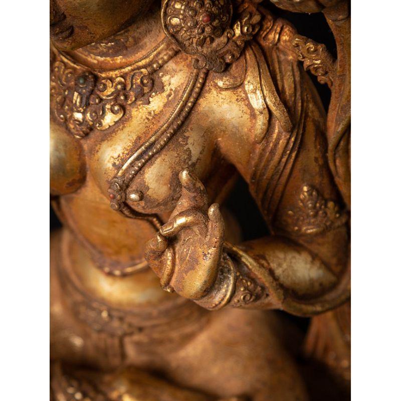 Old Bronze Nepali White Tara Statue from Nepal For Sale 11