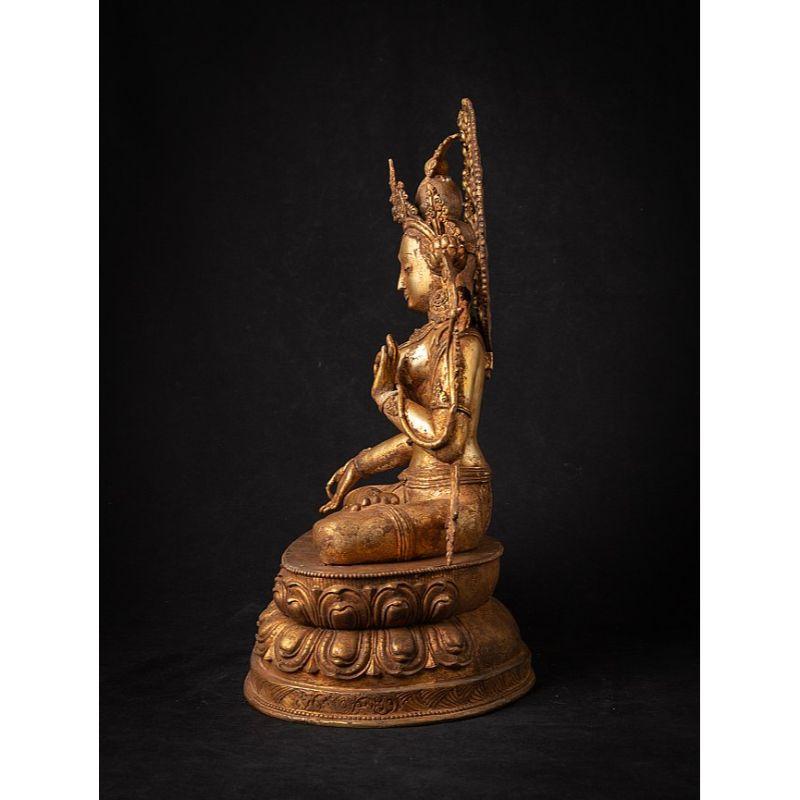Old Bronze Nepali White Tara Statue from Nepal For Sale 12