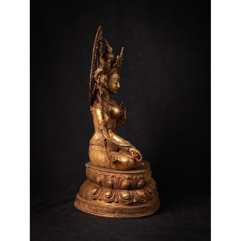 Old Bronze Nepali White Tara Statue from Nepal For Sale 14