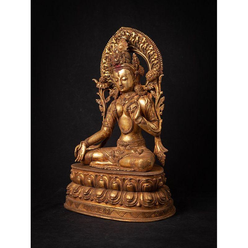 Old Bronze Nepali White Tara Statue from Nepal In Good Condition For Sale In DEVENTER, NL