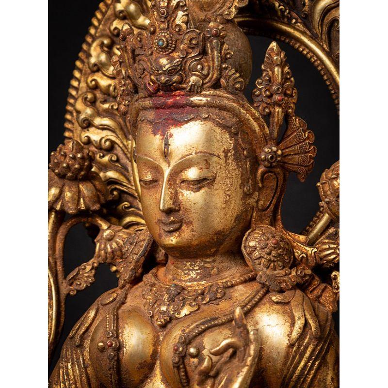 Old Bronze Nepali White Tara Statue from Nepal For Sale 1