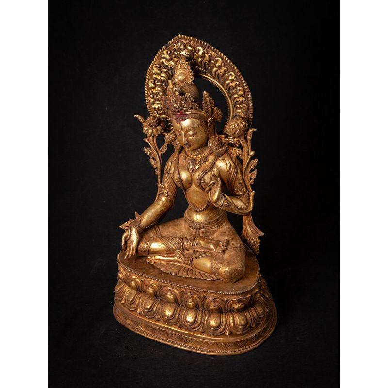 Old Bronze Nepali White Tara Statue from Nepal For Sale 2