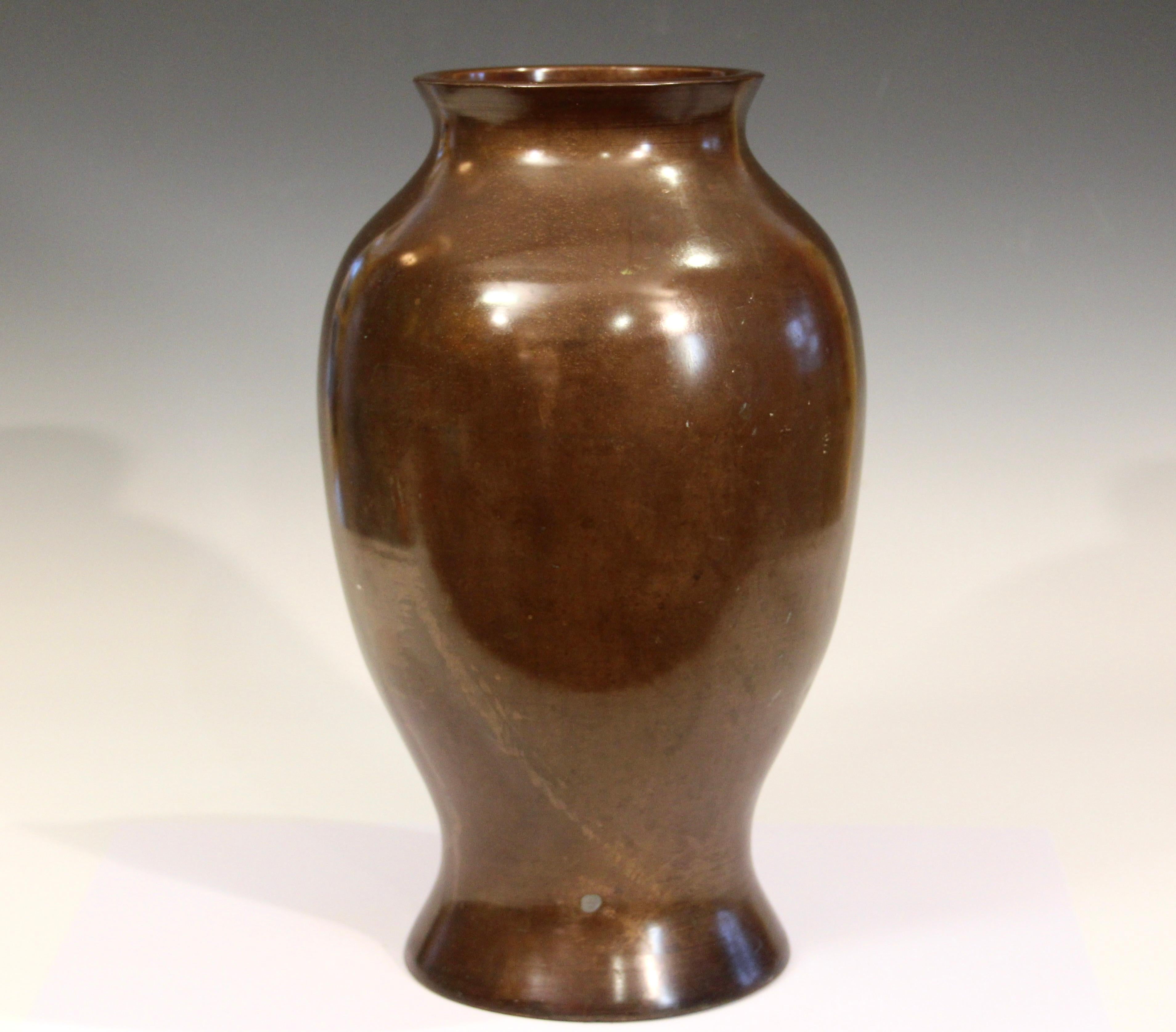 Meiji Old Bronze Vase Japanese Antique Patinated Large Vessel Verdigris 14