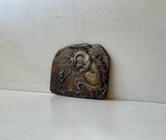 Old Bronze Wall Relief of Dragon Slayer