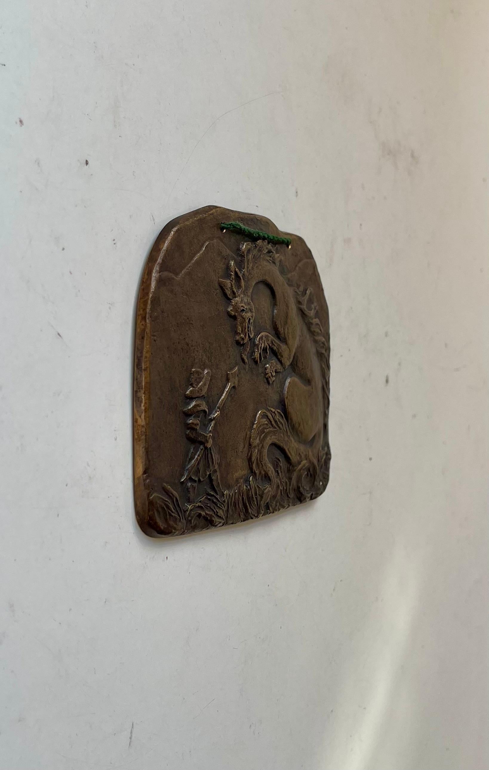 Altes Bronze-Wandrelief eines Drachenschmiedeeisens im Zustand „Gut“ im Angebot in Esbjerg, DK