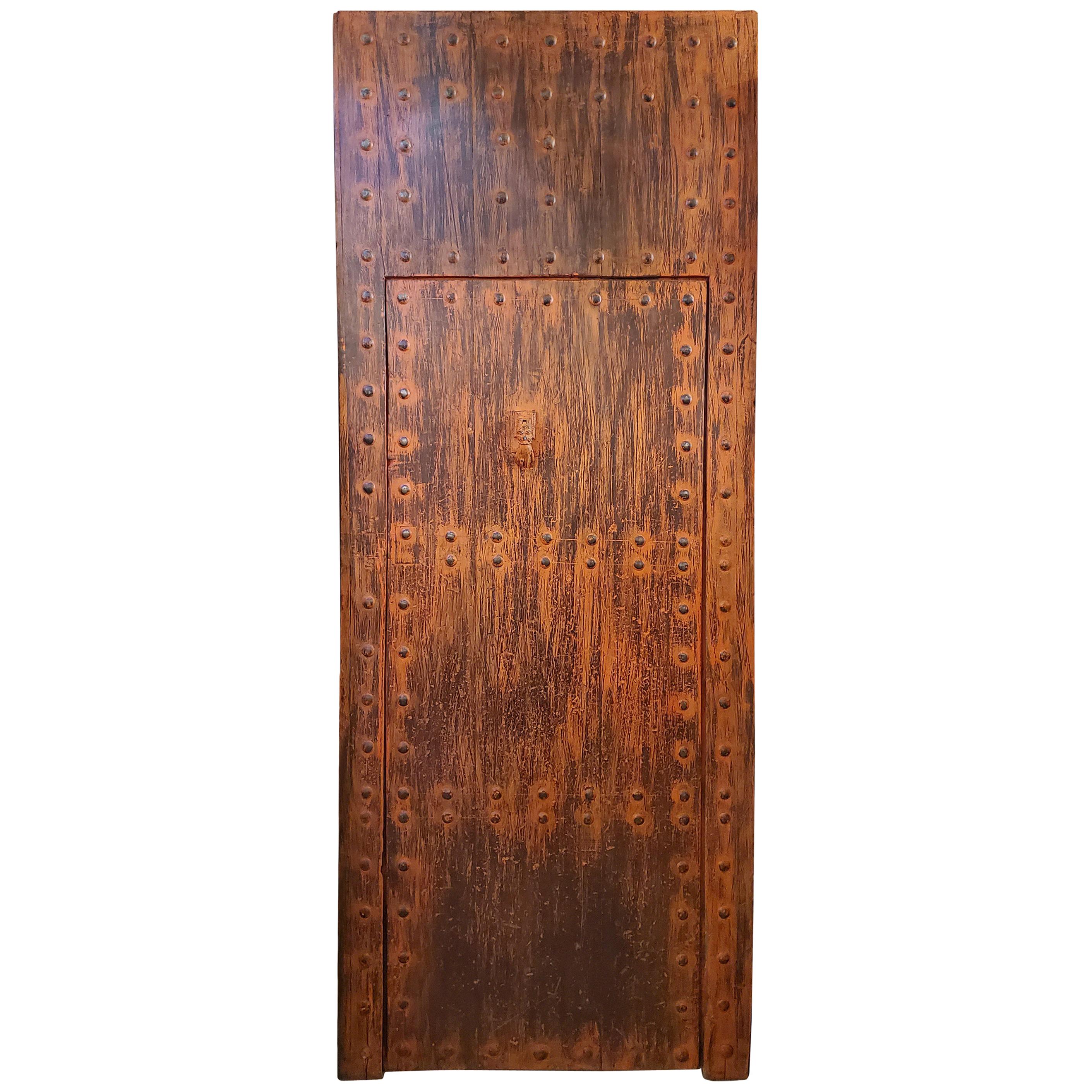 Old Orange Moroccan Wooden Door, 23MD65 For Sale