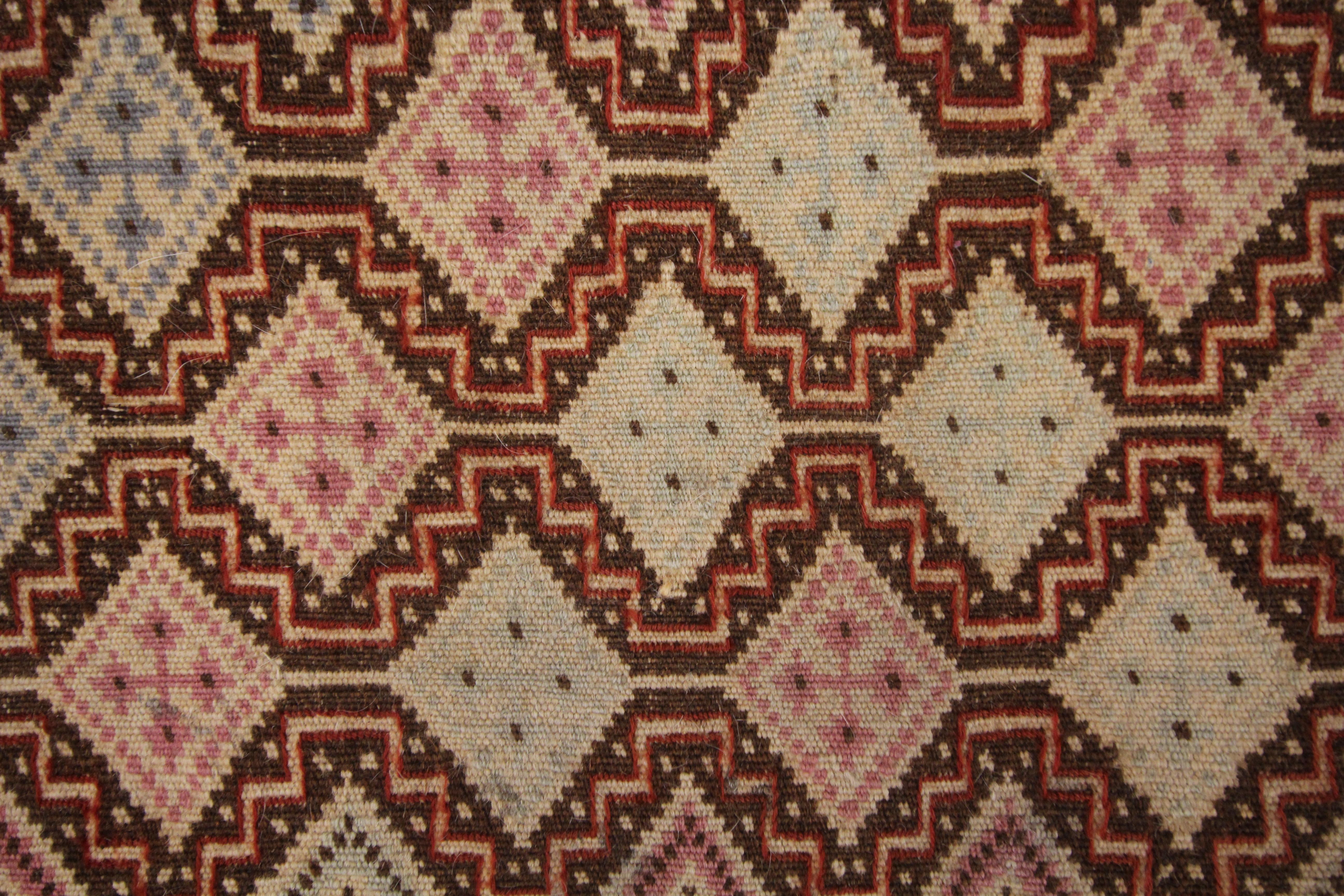 Laine Ancien tapis brun Sumak tissé à la main, tissé à plat, Tapis oriental ancien en vente