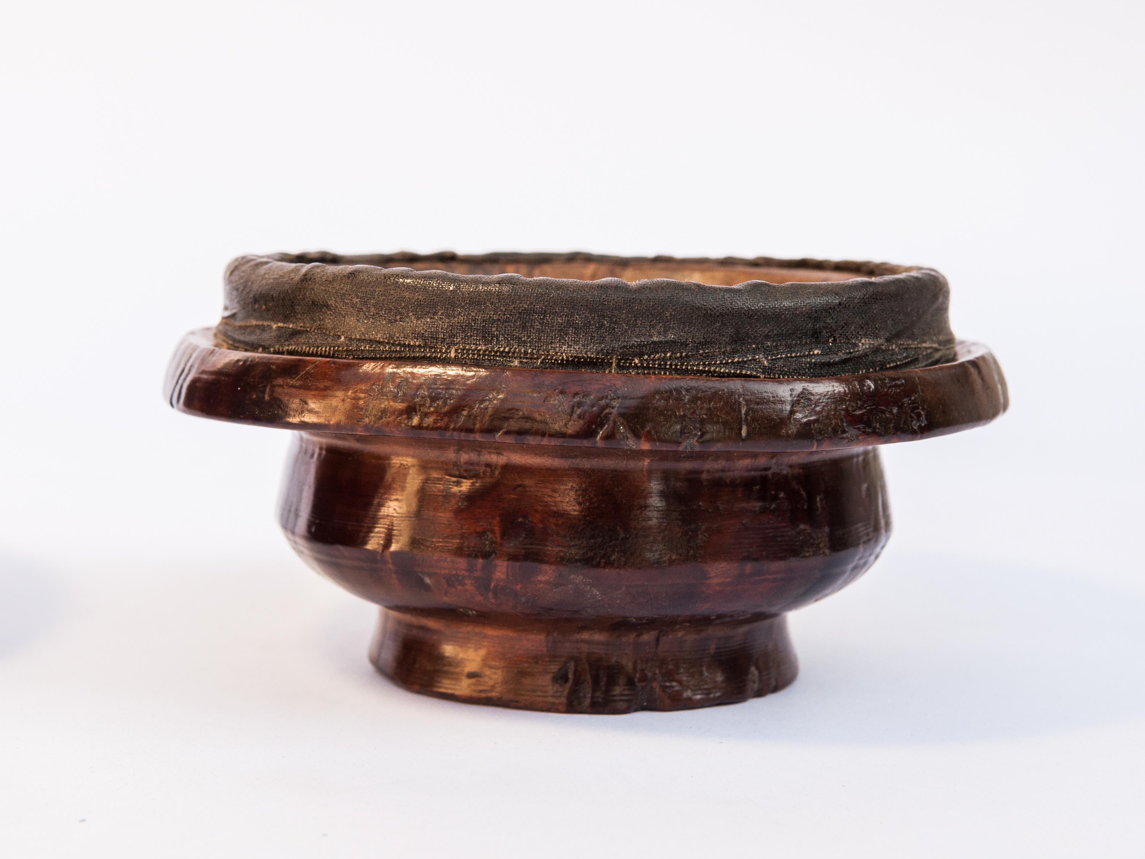 Old Burl Wood Tsampa Container with Lid, Tibet, Mid-20th Century 10