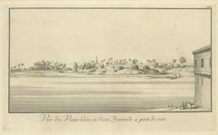 Il vecchio Cairo sul Nilo con le piramidi lontane - Incisione antica dell'Egitto, 1755 ca.