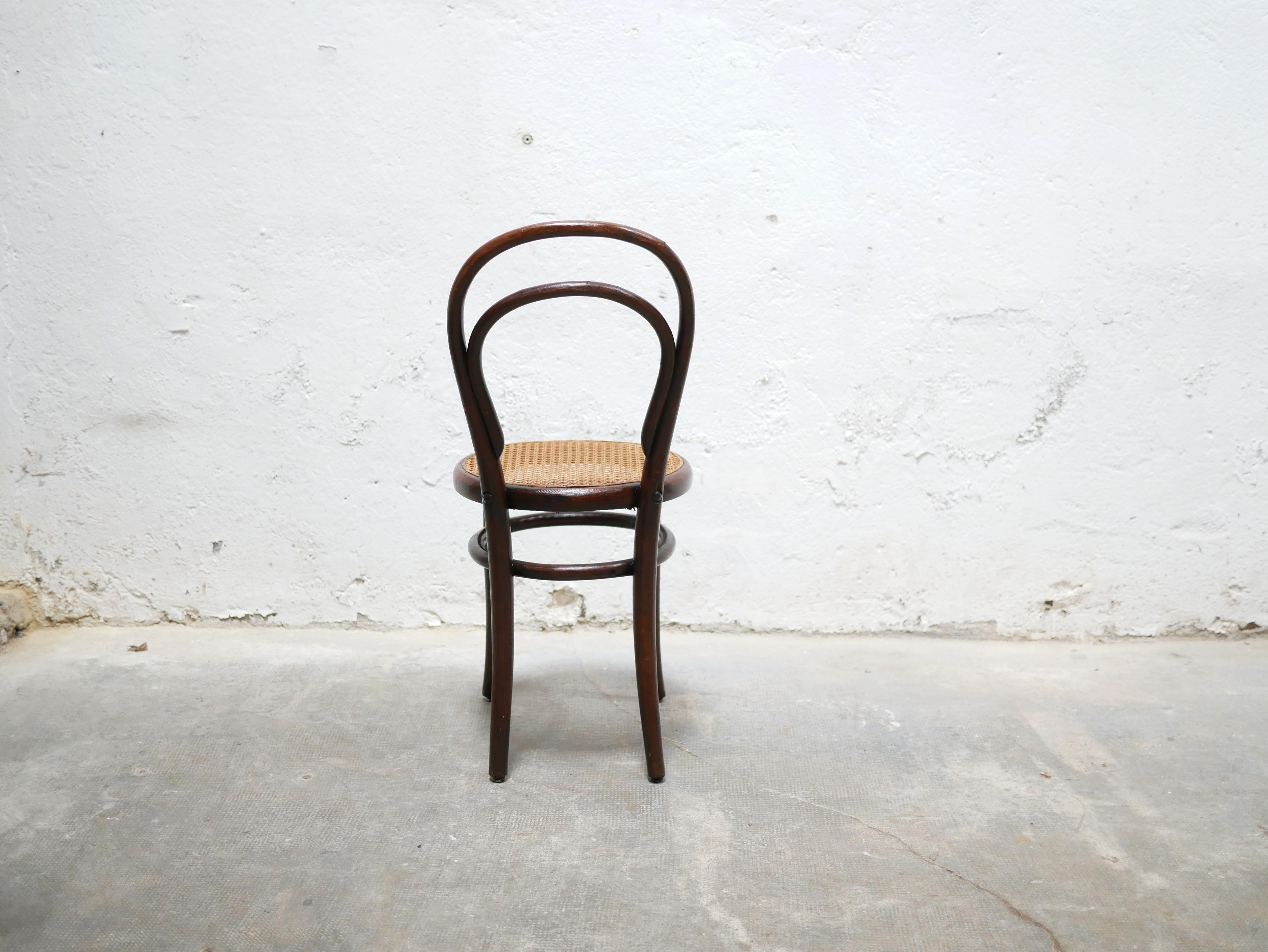 20th Century Old cane bistro chair by Thonet editions