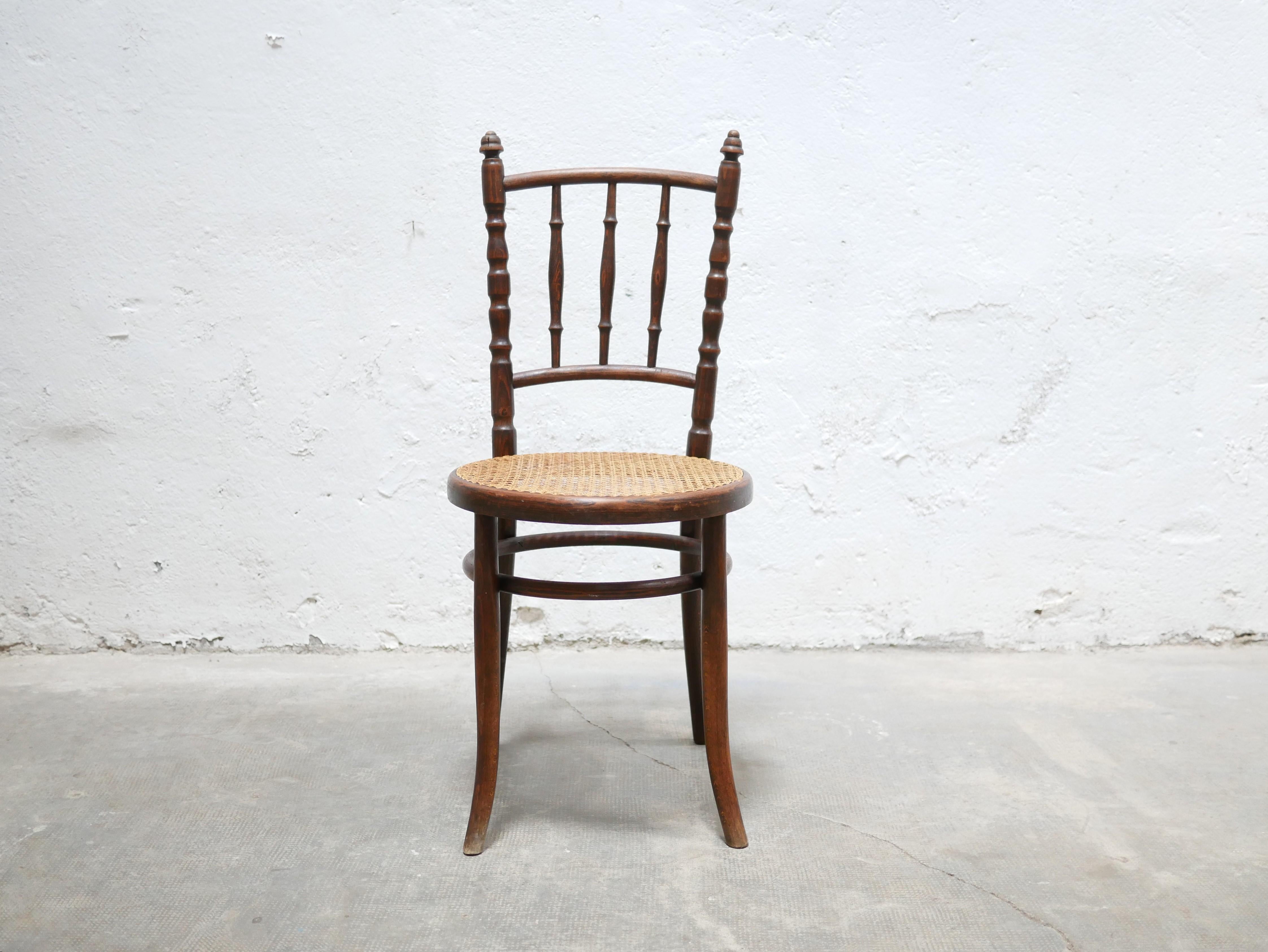 Austrian Old Cane Bistro Chair in Wood by Fischel Editions