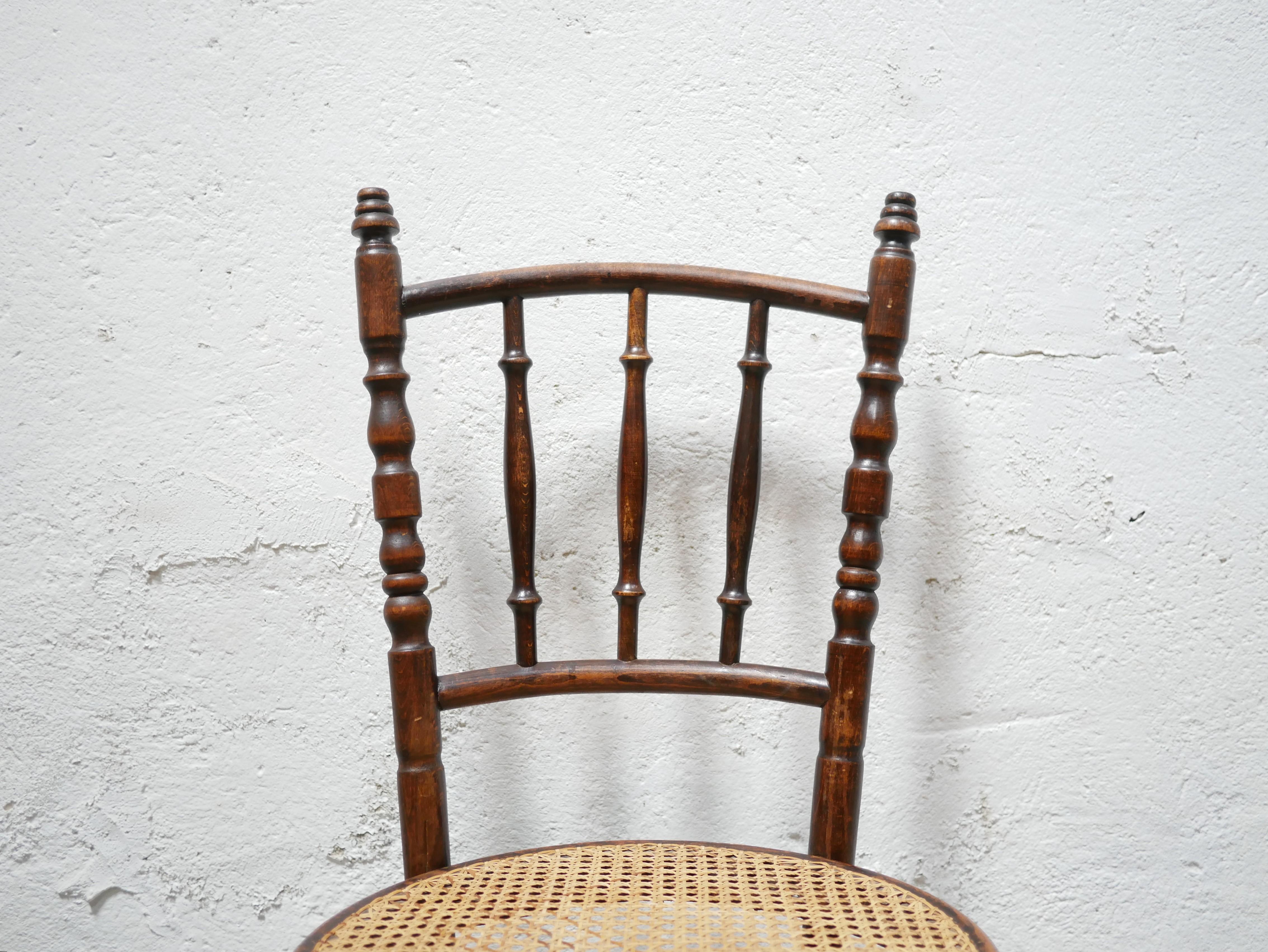 Caning Old Cane Bistro Chair in Wood by Fischel Editions