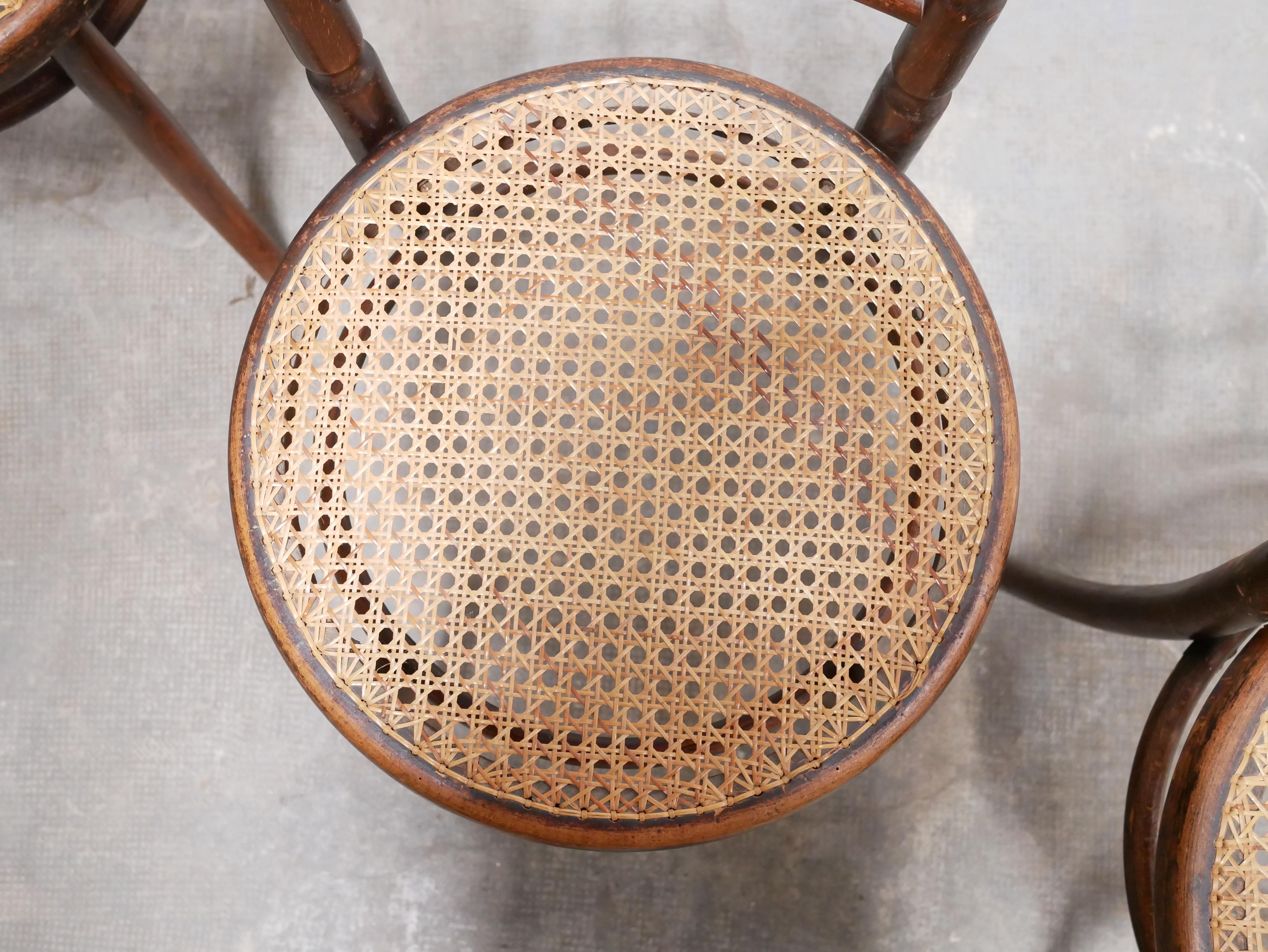 Rattan Old Cane Bistro Chair in Wood by Fischel Editions