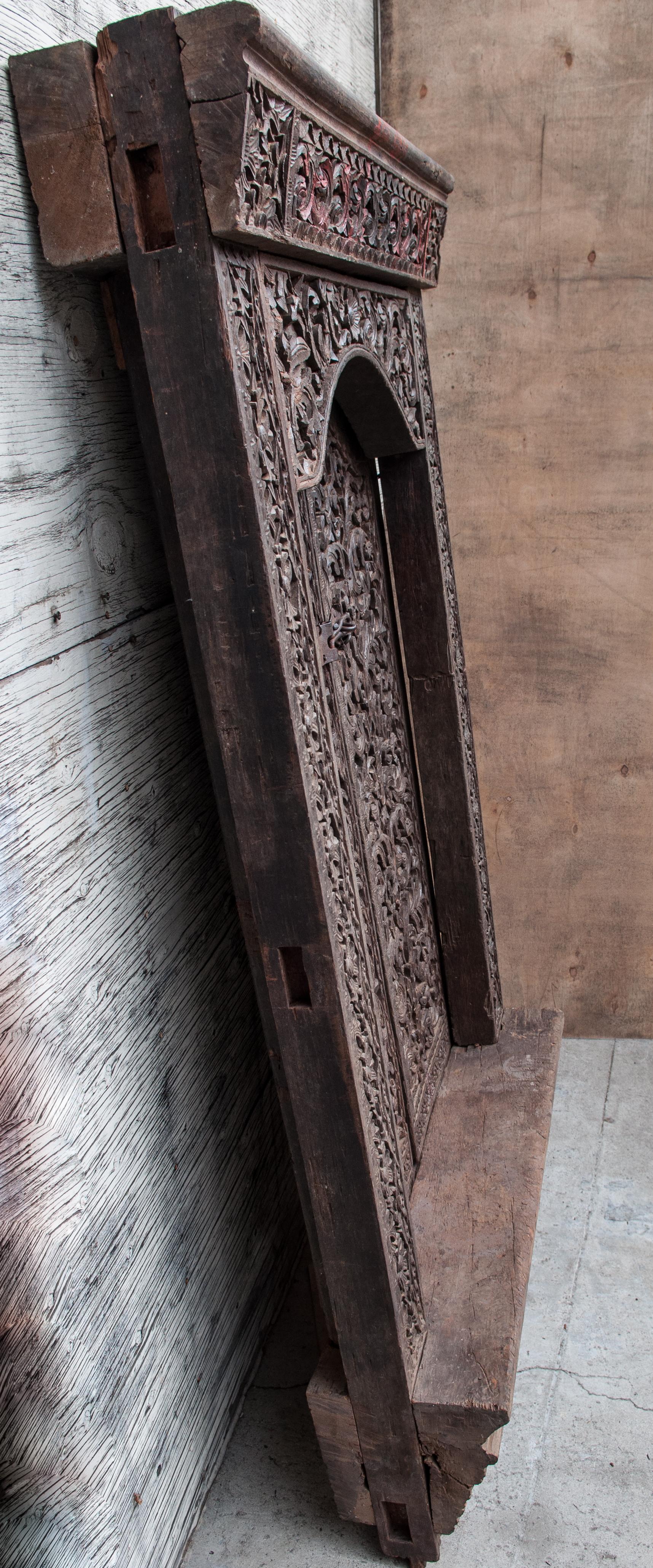 Old Carved Door and Frame from Sumatra, Merbau Wood, Early to Mid-20th Century.  6