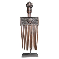 Old carved wooden comb from the Chokwe/Lwena tribe , early 1900