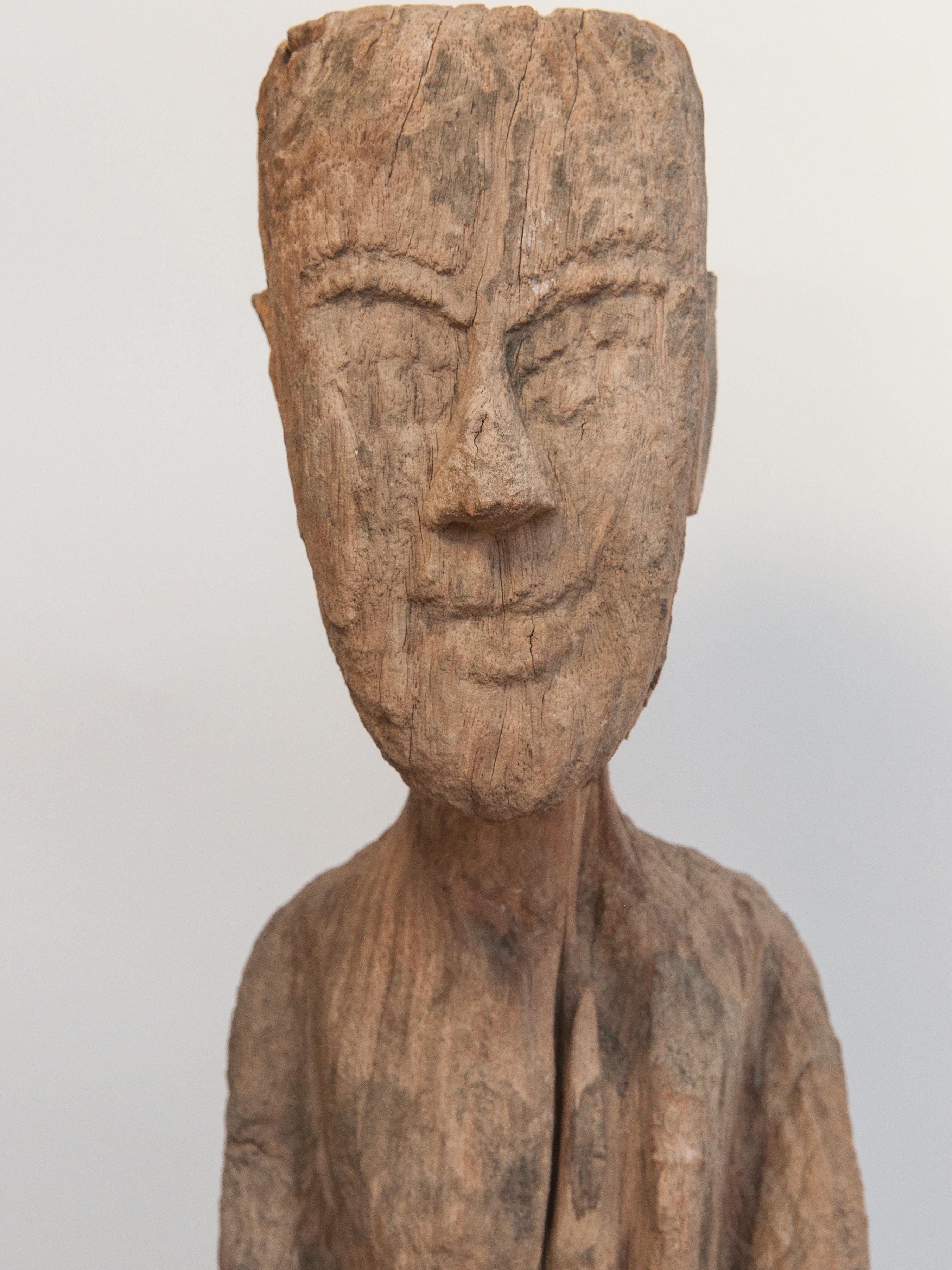 Old Carved Wooden Figure South or Southwest China, Early 20th Century Mounted 9