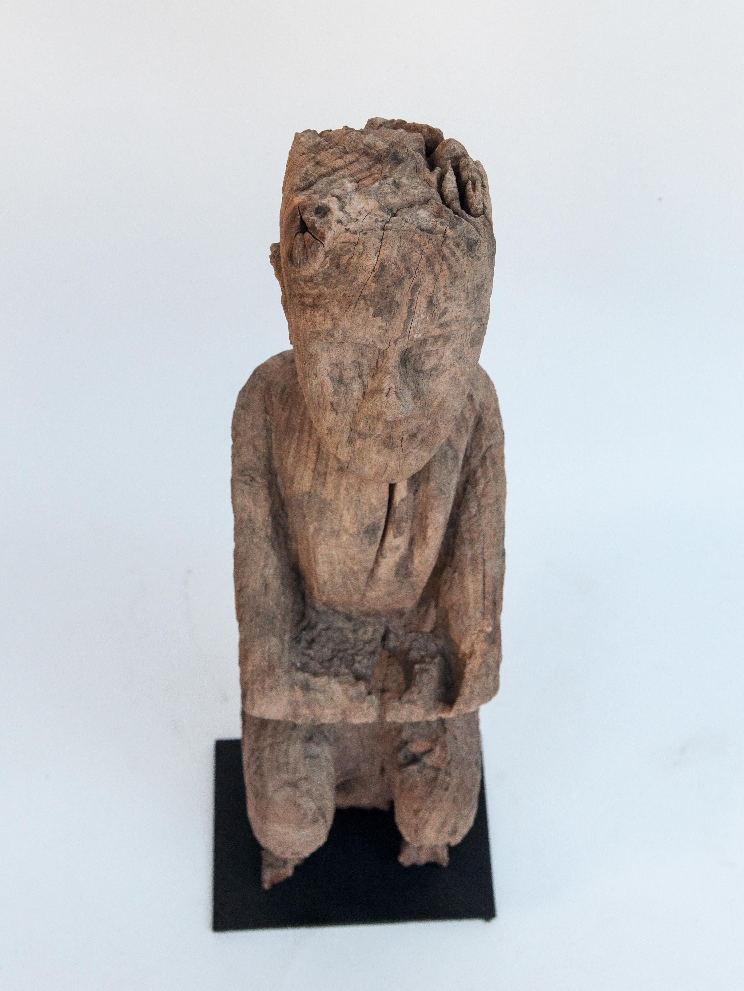 Old Carved Wooden Figure South or Southwest China, Early 20th Century Mounted 13