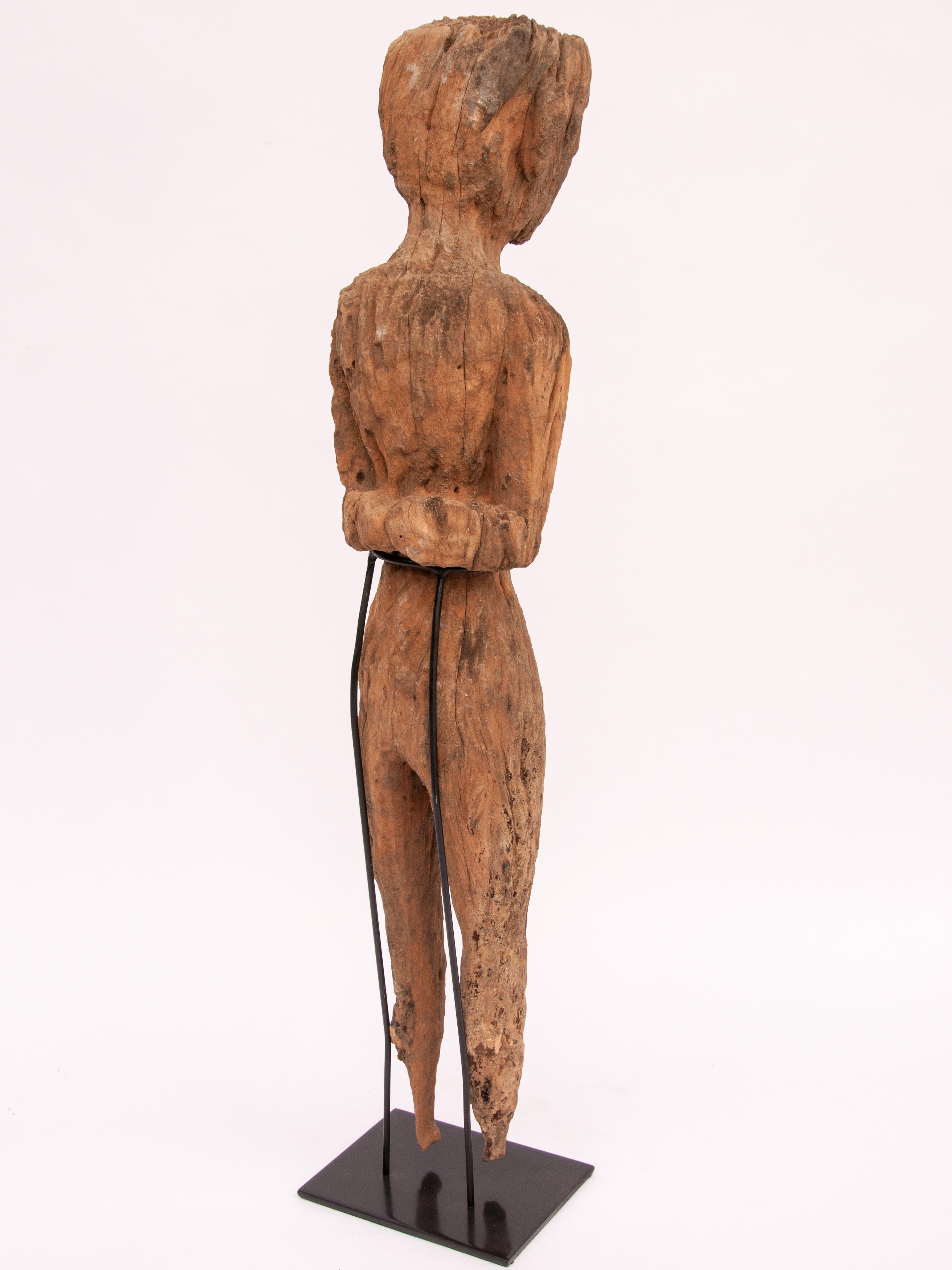 Old Carved Wooden Figure, South or Southwest China, Early 20th Century, Mounted 1