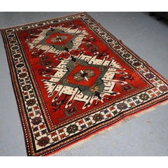 Old Caucasian Chelaberd Kazak Double Medallion Rug