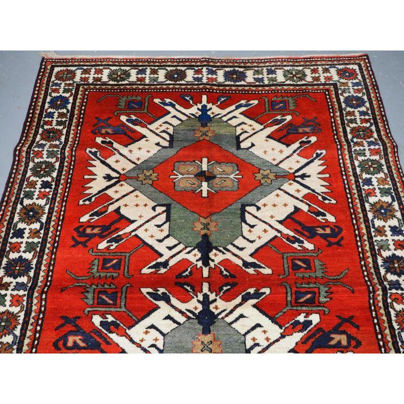 Old Caucasian Chelaberd Kazak Double Medallion Rug In Excellent Condition For Sale In Moreton-In-Marsh, GB