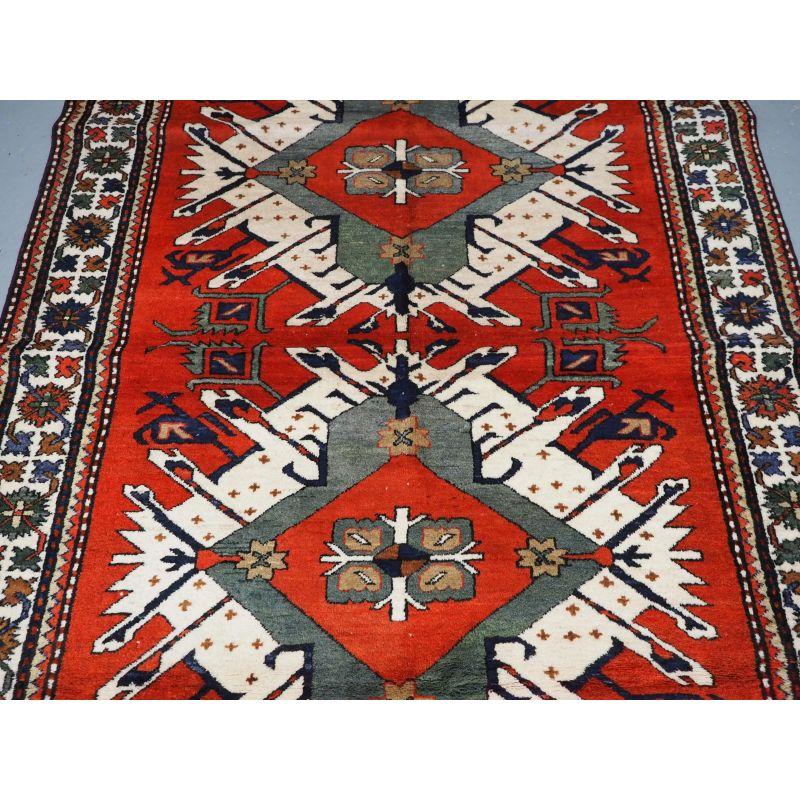 20th Century Old Caucasian Chelaberd Kazak Double Medallion Rug For Sale