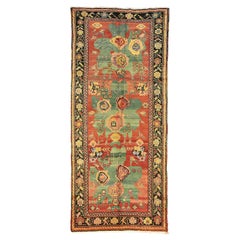 Vintage Old Caucasian Karabakh Pistachio-Green Medallions Wool Carpet, 1950-1970