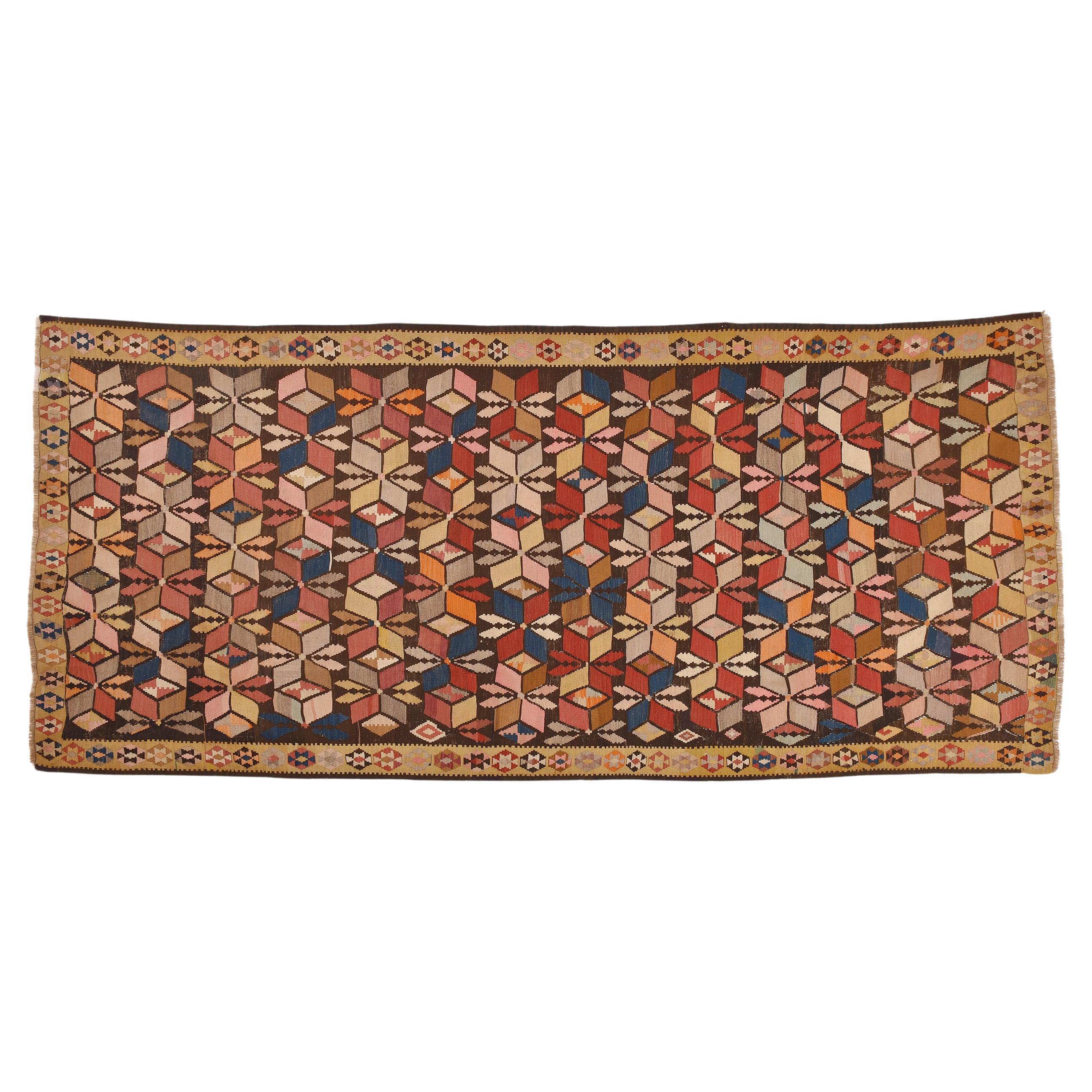 Old Caucasian Kilim with Stars For Sale