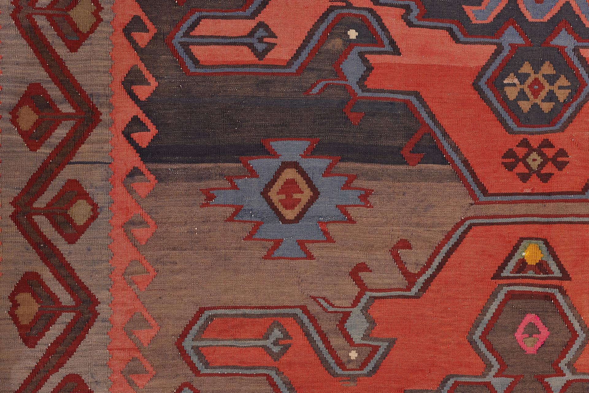 20th Century Old Caucasian Large Kilim KAZAK For Sale