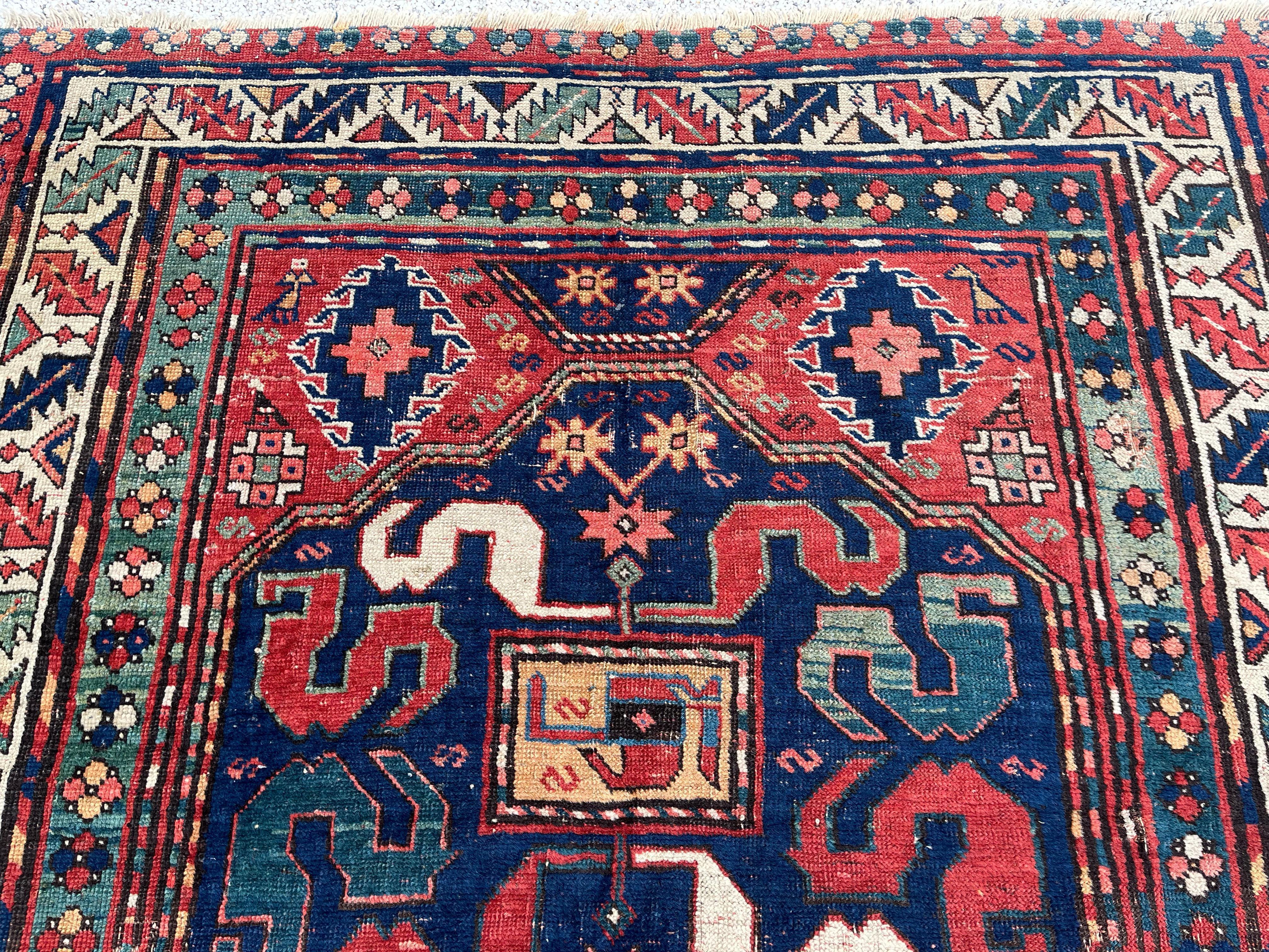 Old Caucasus Carpet, Kazak Cloud Band, Circa 1880 For Sale 3