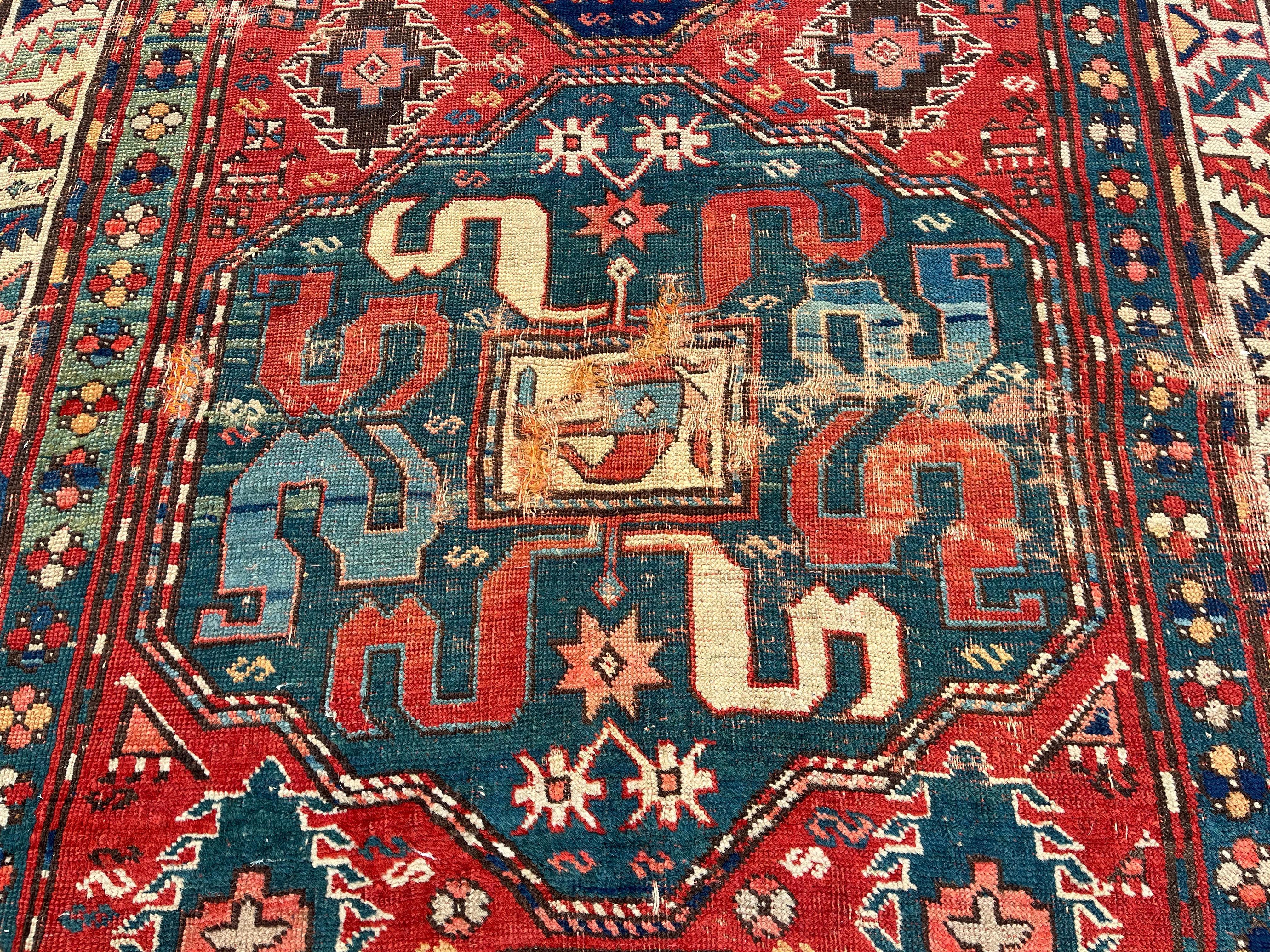 Old Caucasus Carpet, Kazak Cloud Band, Circa 1880 For Sale 4