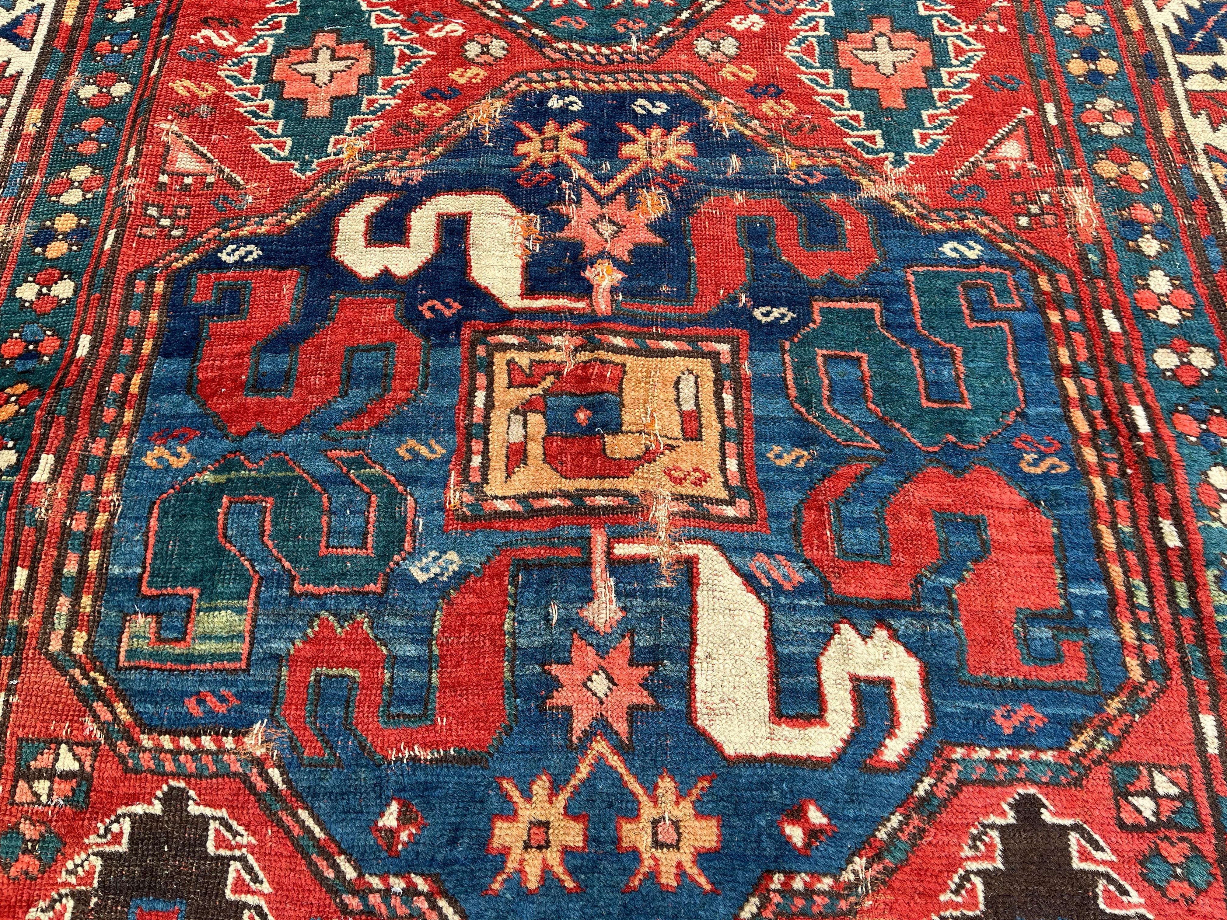 Old Caucasus Carpet, Kazak Cloud Band, Circa 1880 For Sale 5