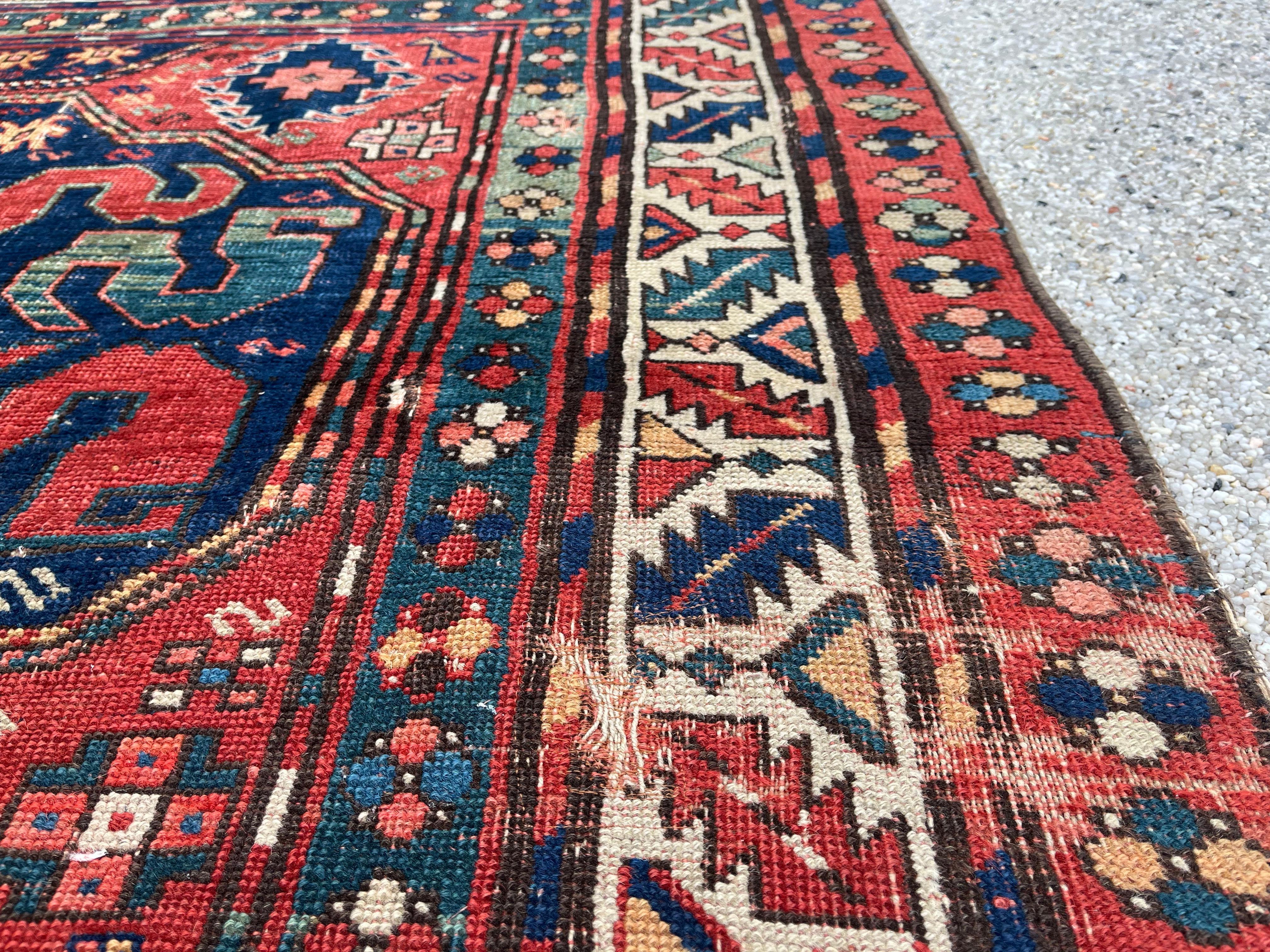 Old Caucasus Carpet, Kazak Cloud Band, Circa 1880 For Sale 6