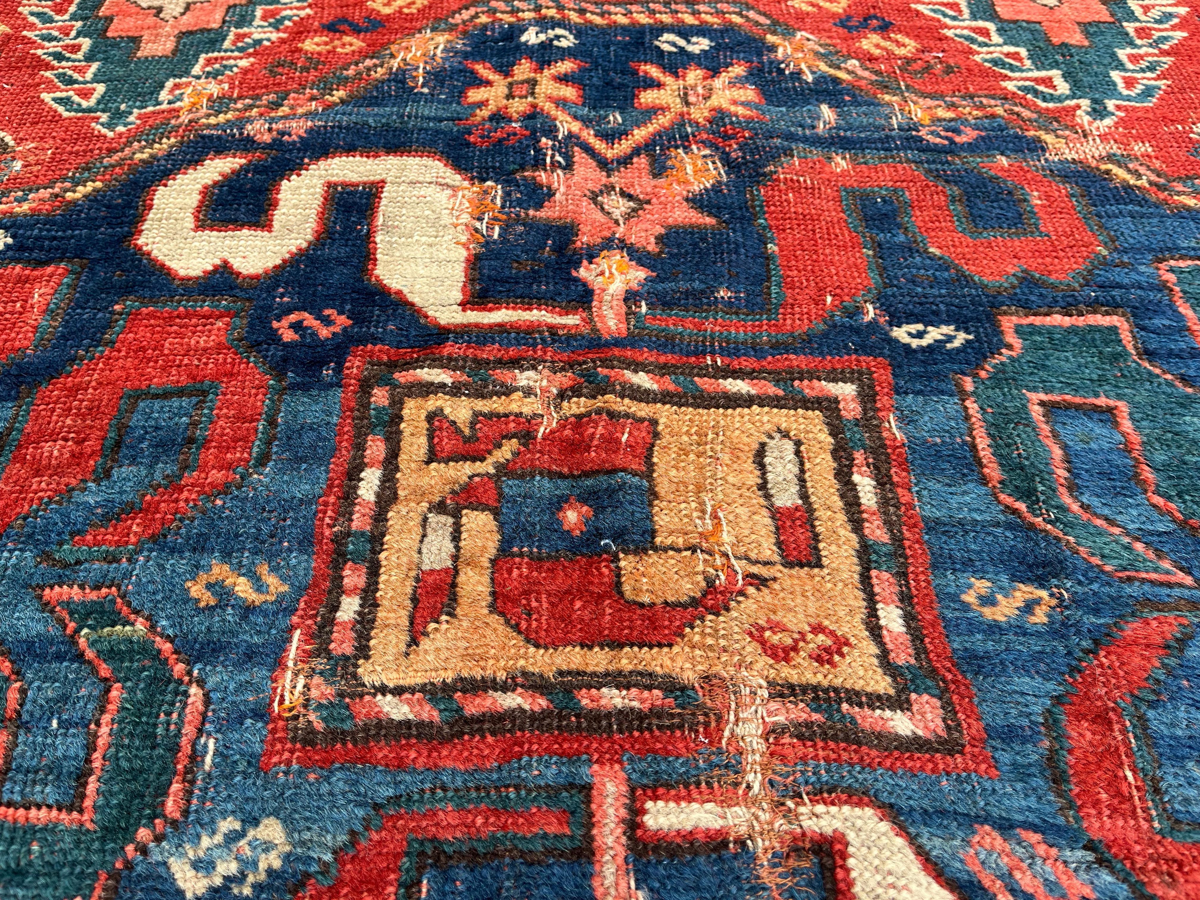Old Caucasus Carpet, Kazak Cloud Band, Circa 1880 For Sale 8