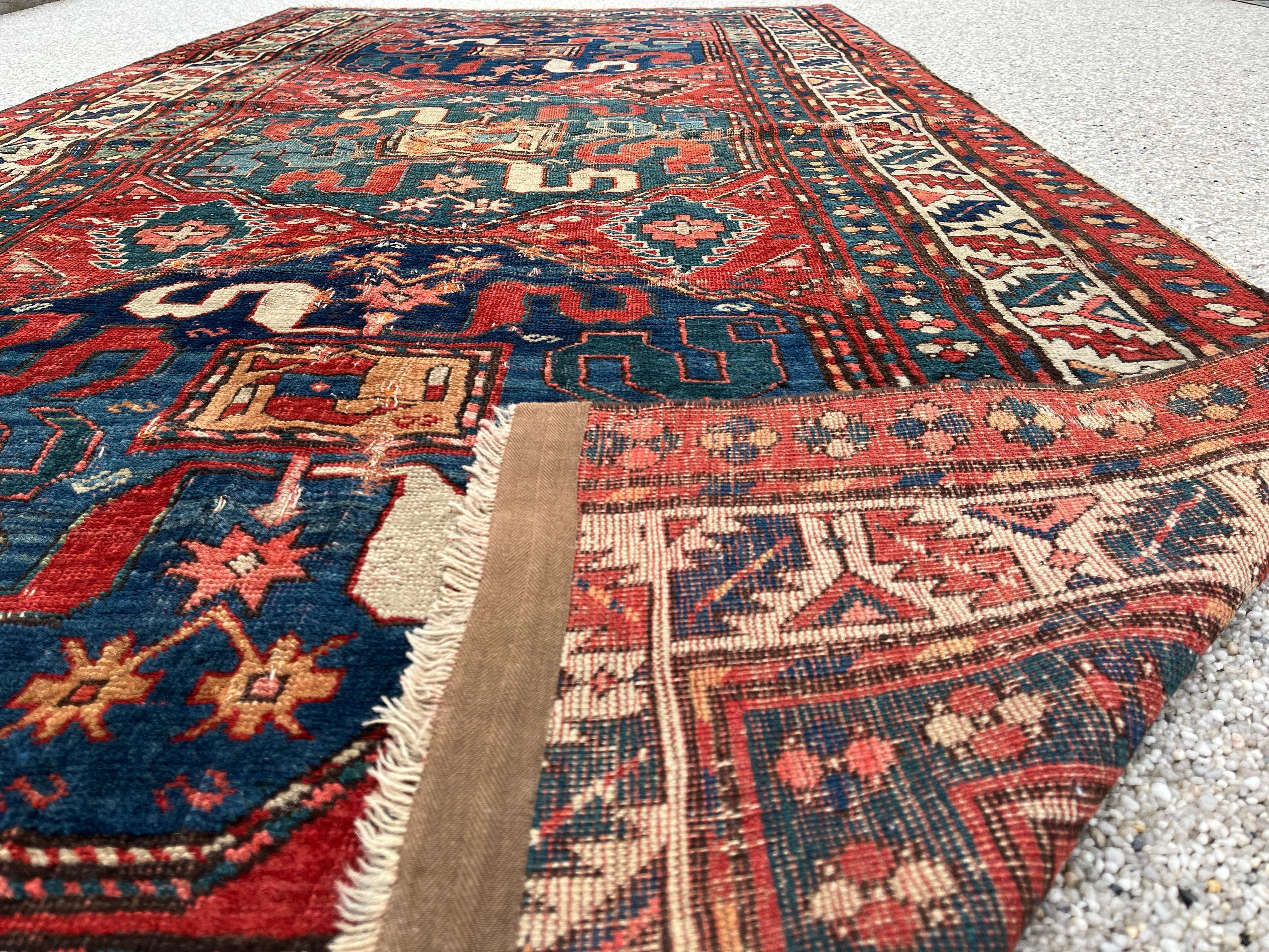 Old Caucasus Carpet, Kazak Cloud Band, Circa 1880 For Sale 10