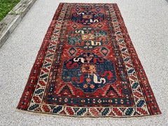 Old Caucasus Carpet, Kazak Cloud Band, Circa 1880