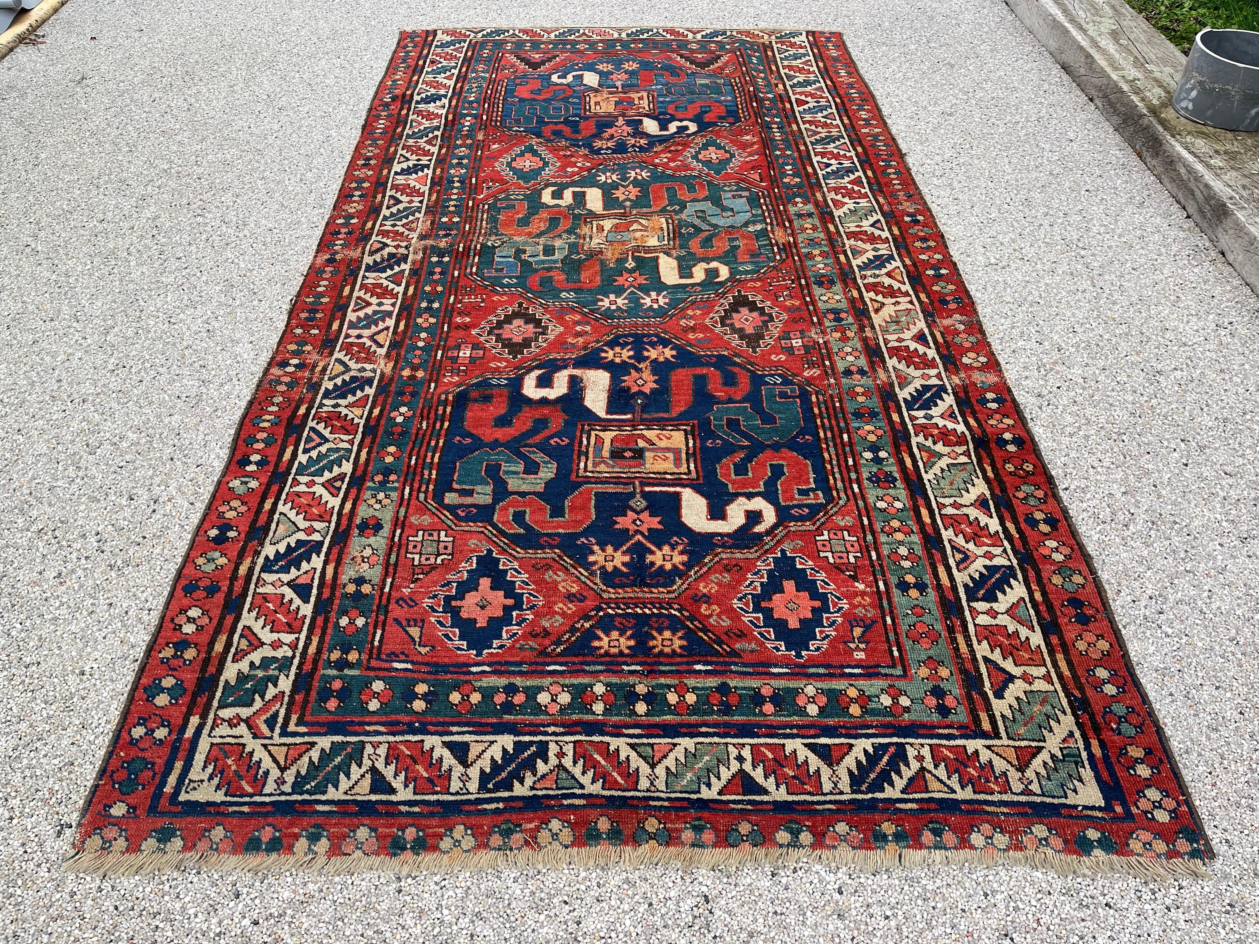 Other Old Caucasus Carpet, Kazak Cloud Band, Circa 1880 For Sale