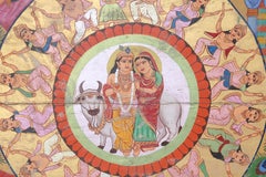 Old Ceiling from a Hindu Temple Depicting Krishna with Gopis from Deccan