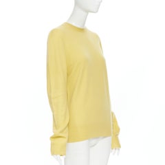 OLD CELINE 100% cashmere yellow round neck long sleeve sweater pullover top S