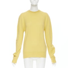 OLD CELINE 100% cashmere yellow round neck long sleeve sweater pullover top S