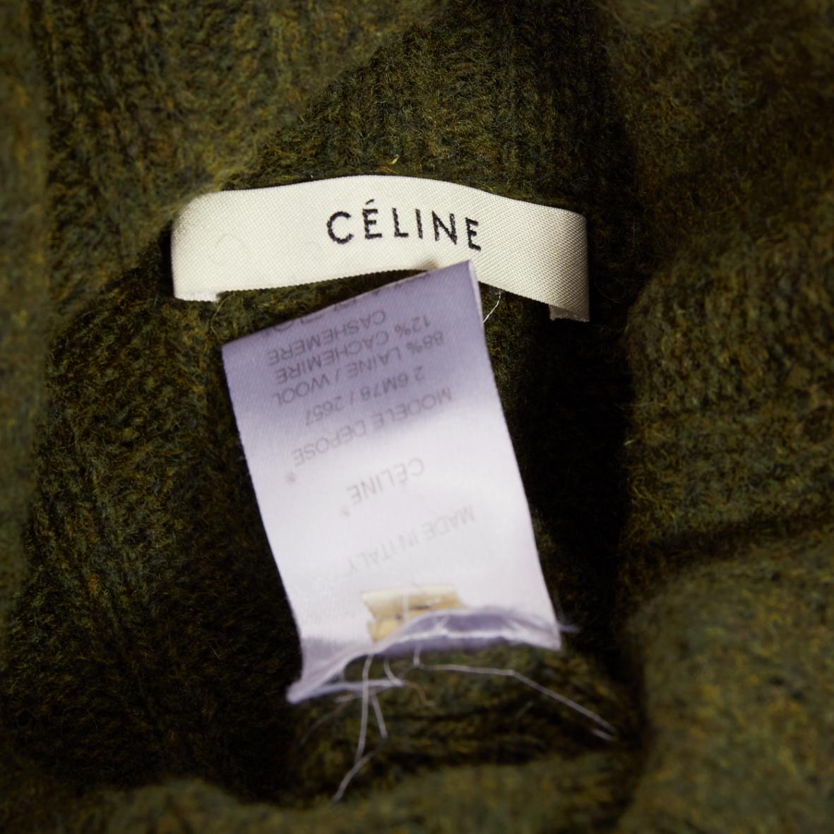 OLD CELINE 2010 Runway Phoebe Philo green wool cashmere cable knit dress S For Sale 3