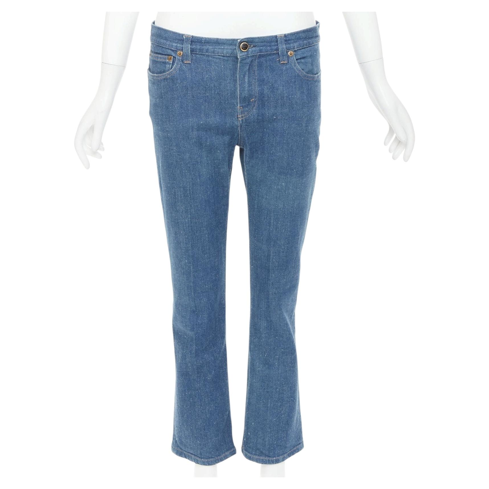 Pre-owned Phoebe Philo Old Celine 2011 Triomphe Button Mid Waist Cropped Straight Jeans In Blue