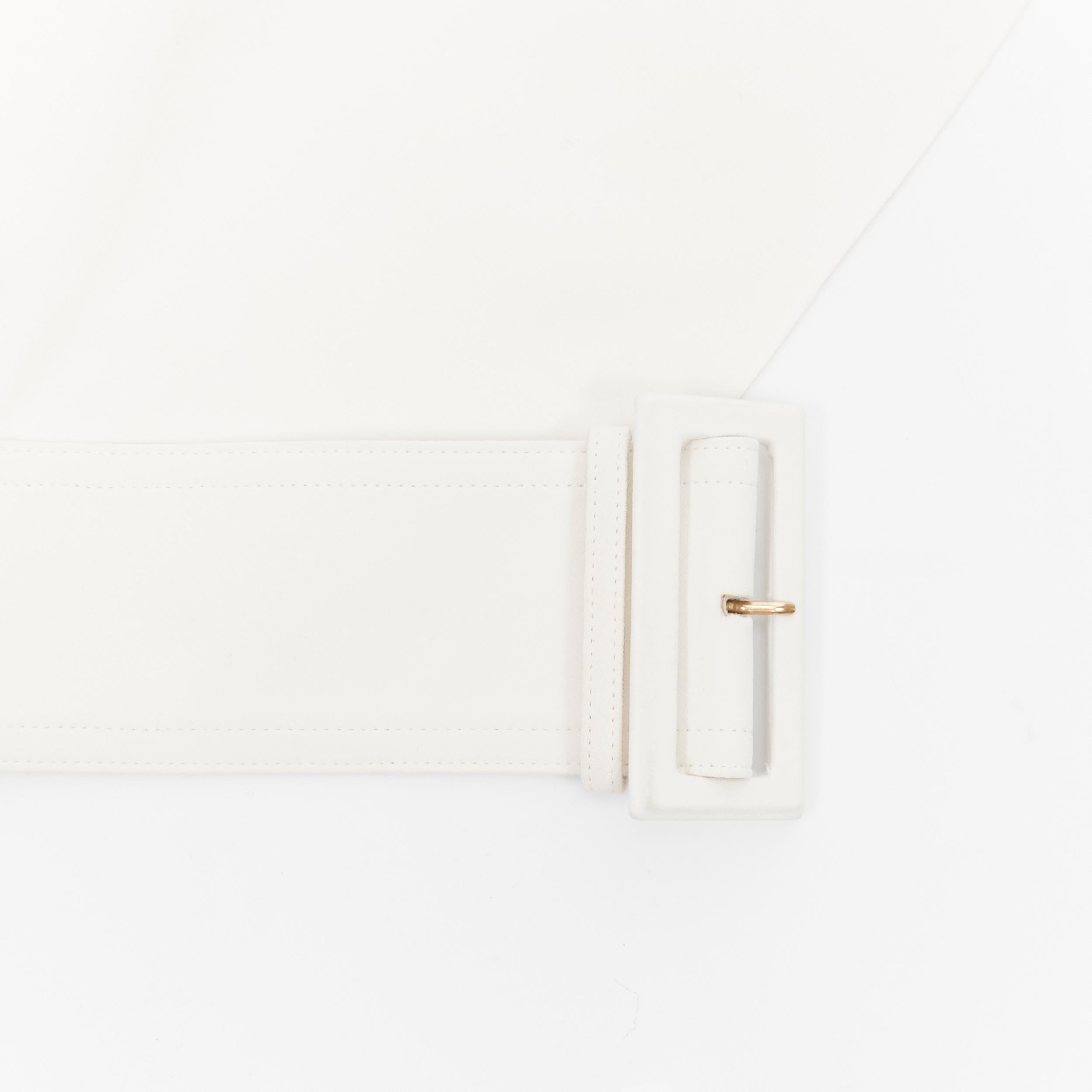 OLD CELINE 2012 Phoebe Philo white leather lined large buckle peplum belt S 3