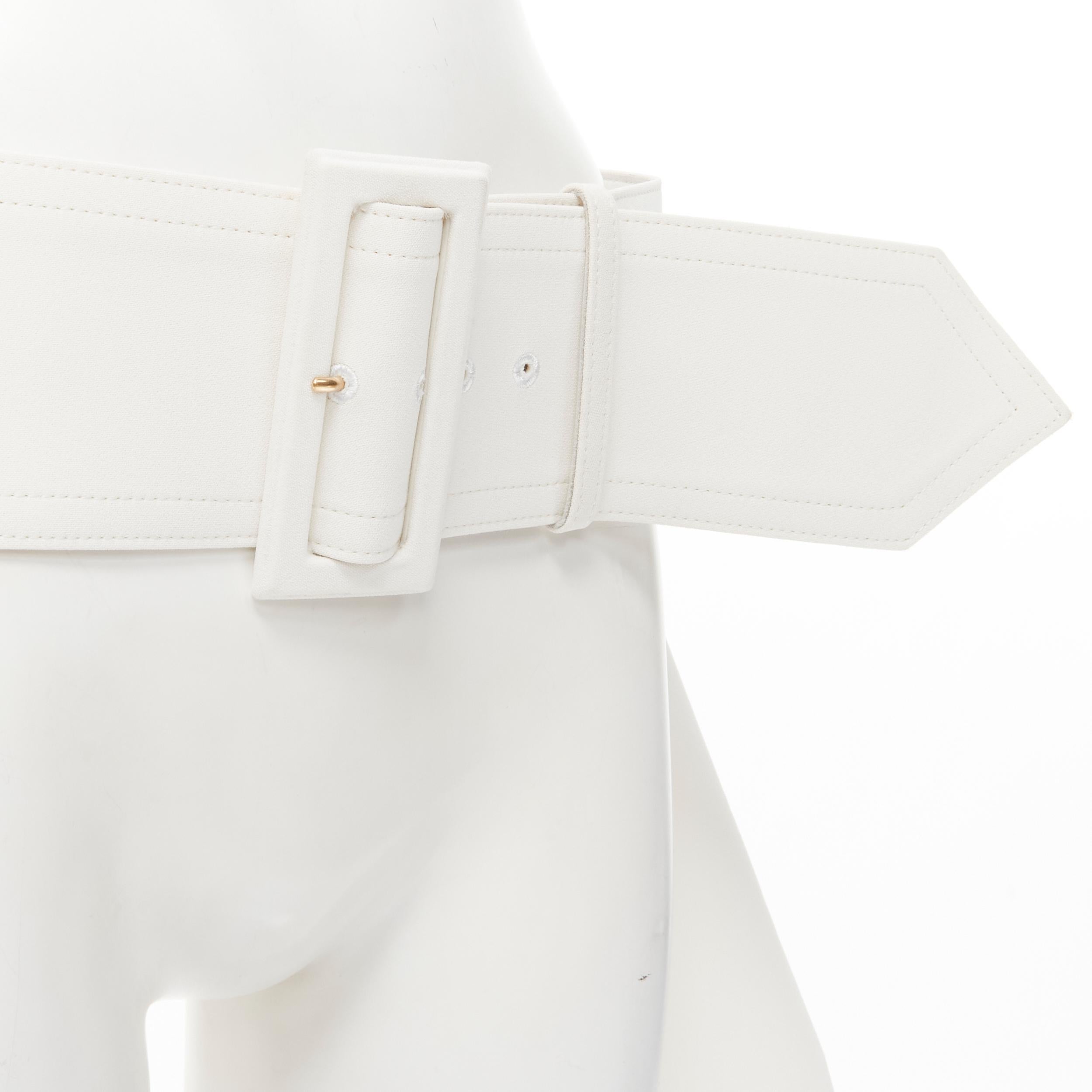 OLD CELINE 2012 Phoebe Philo white leather lined large buckle peplum belt S In Good Condition In Hong Kong, NT