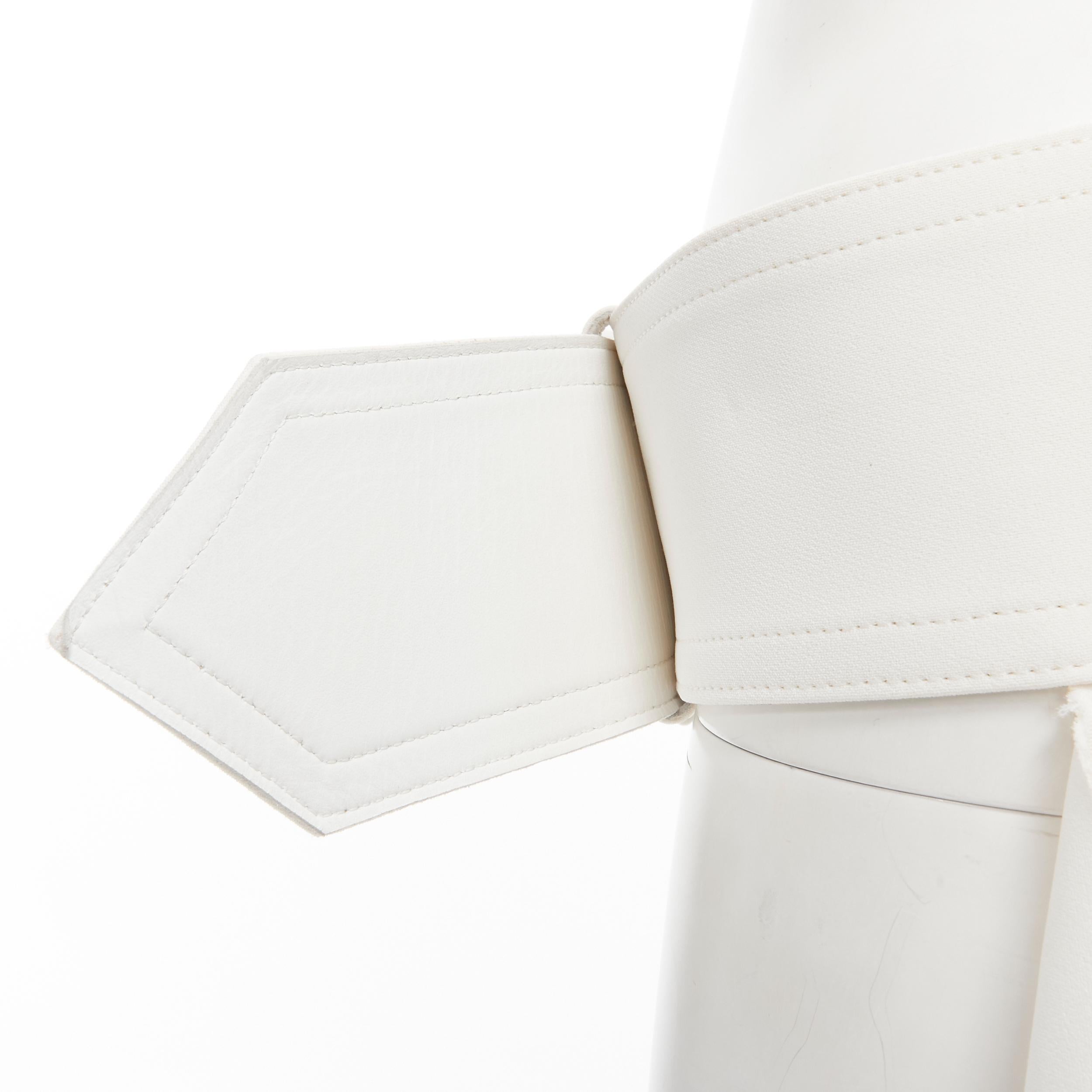 OLD CELINE 2012 Phoebe Philo white leather lined large buckle peplum belt S 2