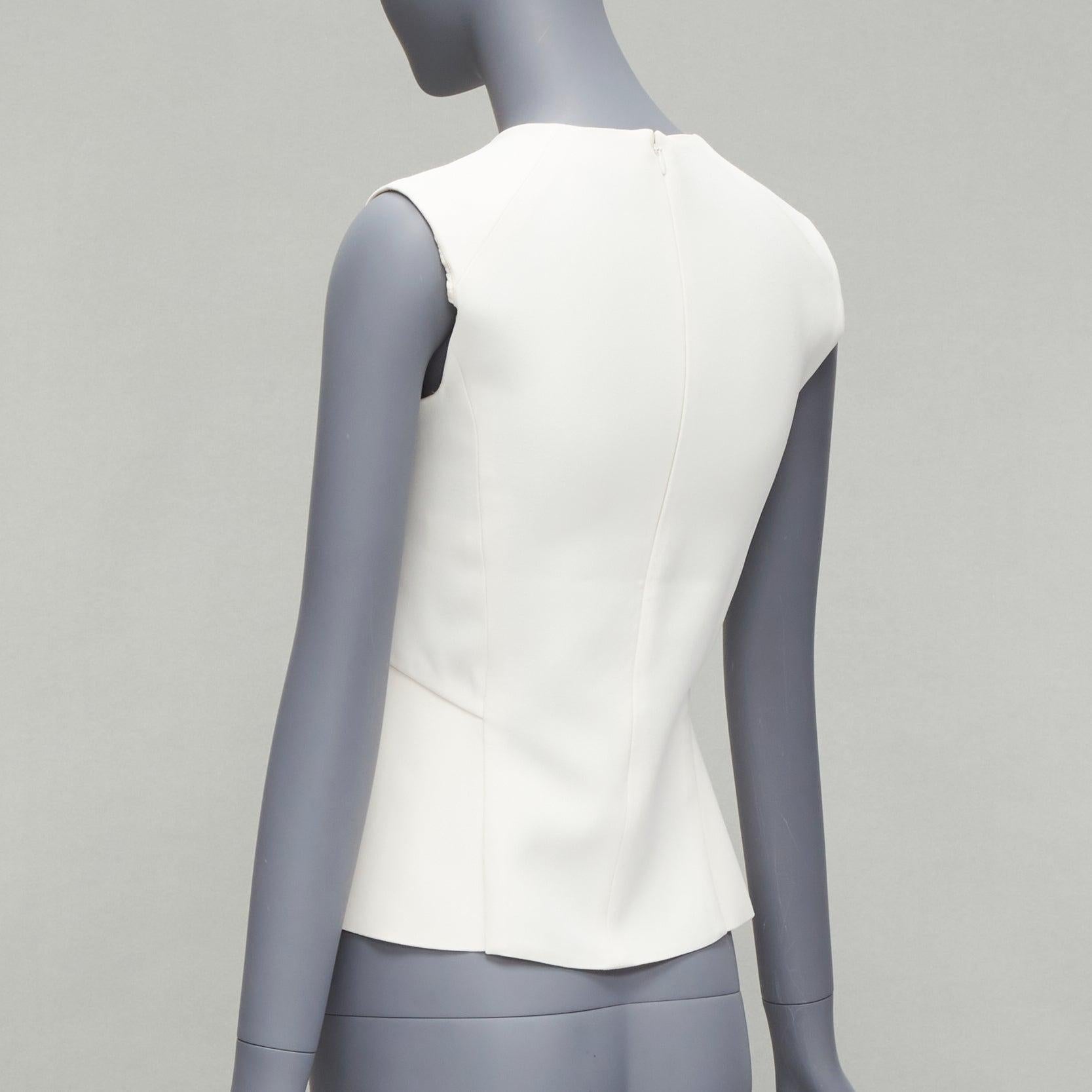OLD CELINE 2012 Runway Look 26 white peplum sleeveless top FR34 XS In Good Condition For Sale In Hong Kong, NT